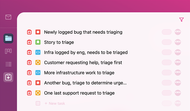Dedicated triage view showing focused inbox for new work