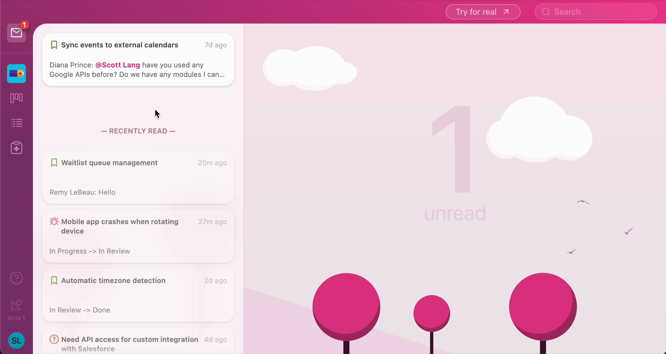 Task-based alerts showing how Momentum consolidates multiple updates into single task notifications