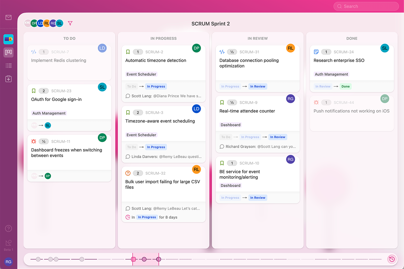Board View - Visualize sprint progress and workflow